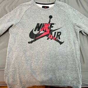 Jordan Gray Sweatshirt with Black and Red Logo